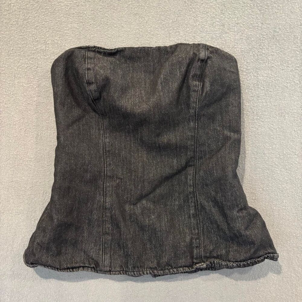 zara denim corset tube top